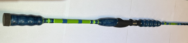 Extended custom split grip with wood handle, fade wraps, and chevron decorative wrap